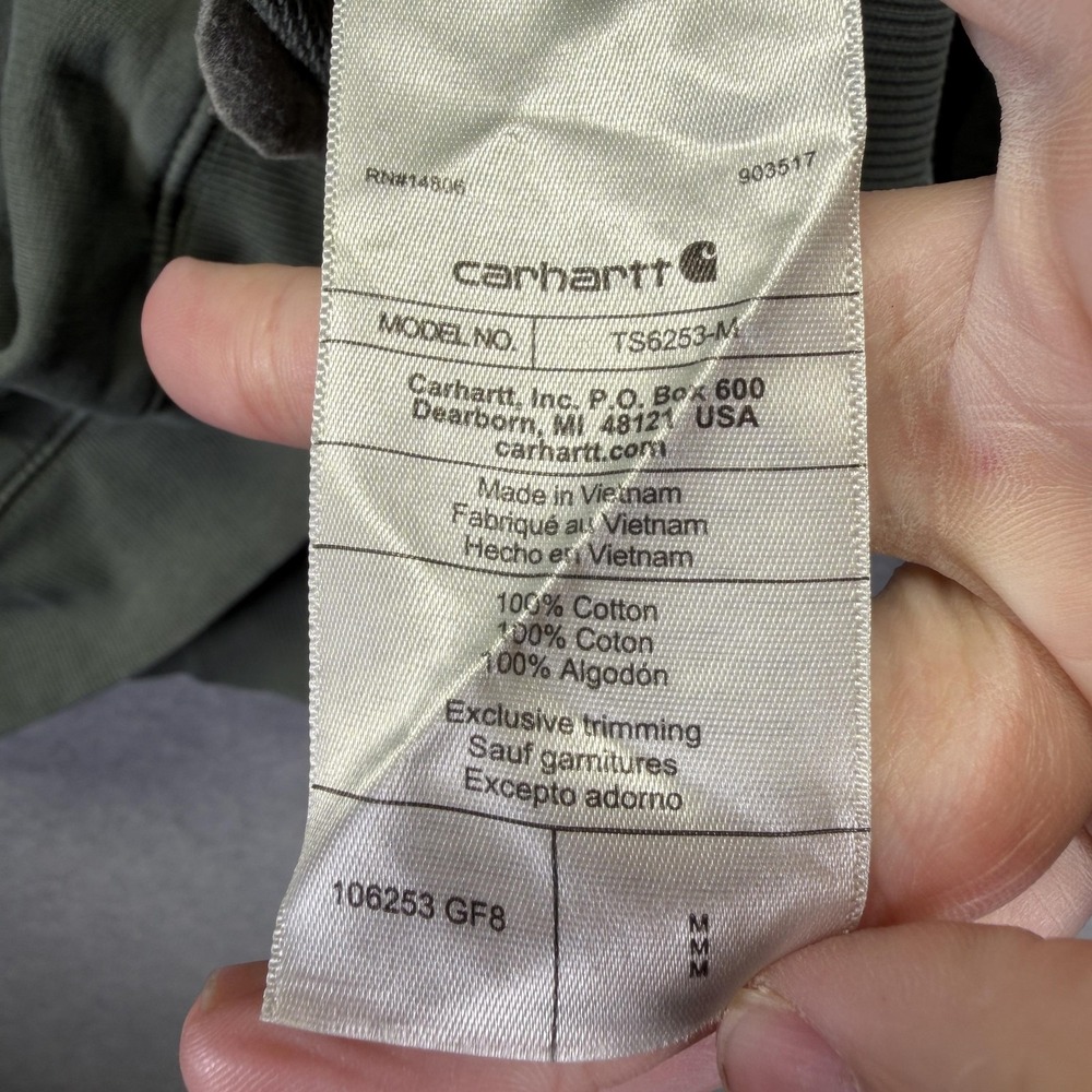 Carhartt Hoodie Mens Medium Green Relaxed Fit Graphic Sleeve Fleece Pullover - Picture 5 of 6